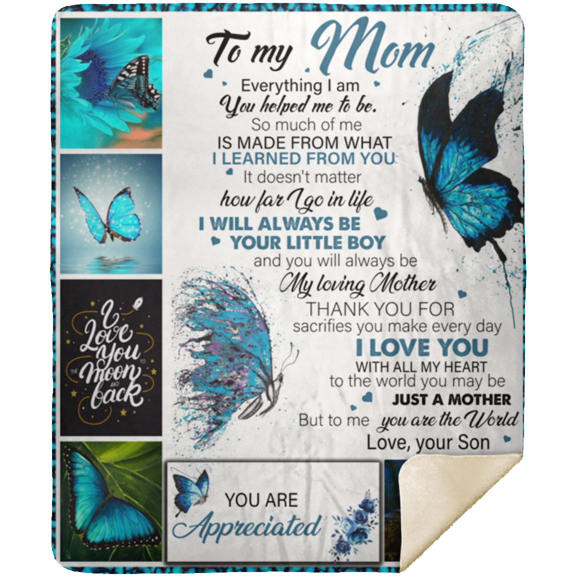 To Mom - You Helped Me To Be - Premium Mink Sherpa Blanket 50x60