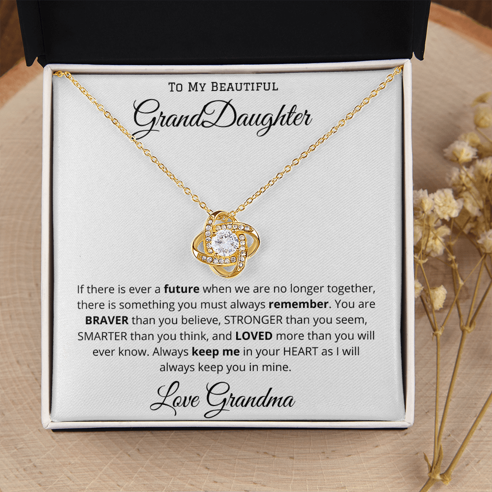 To My Beautiful Grand Daughter - From Grandma - Love Knot Necklace