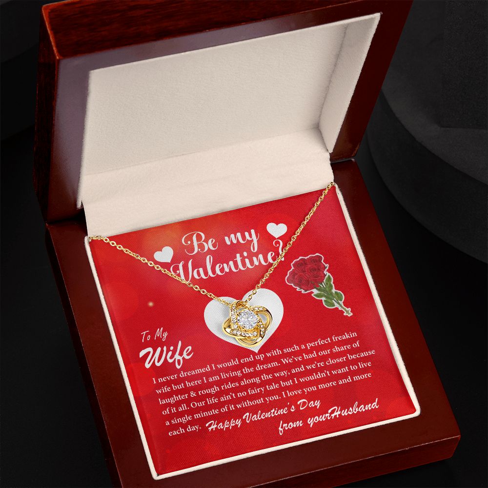 To My Wife, Be My Valentine - Love Knot Necklace Gift Set