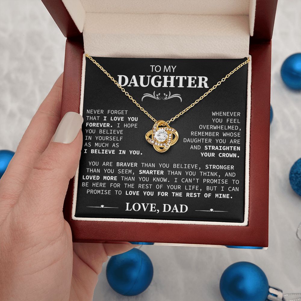 To My Beautiful Daughter - This Old Lion Will Always Have Your Back - Love Knot Necklace