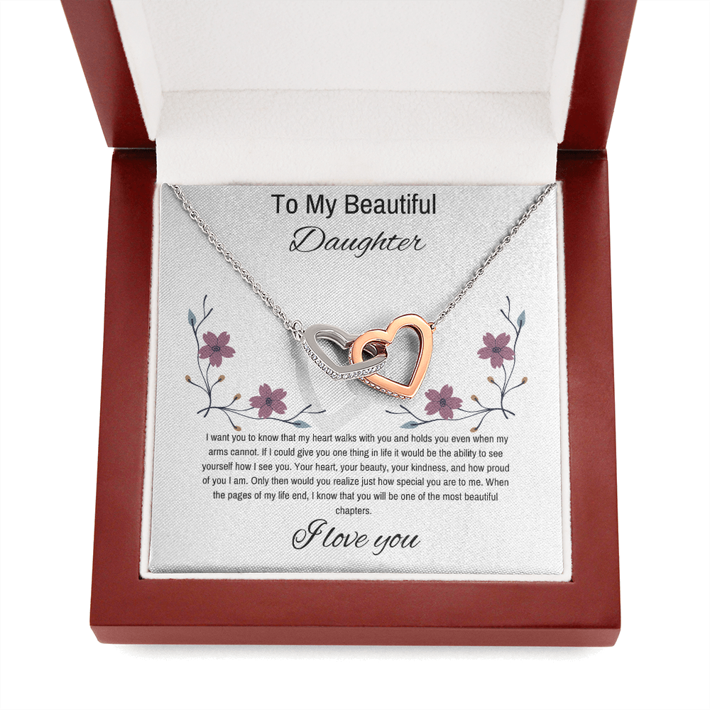 To My Daughter, Beautiful Chapters- Two Hearts Necklace