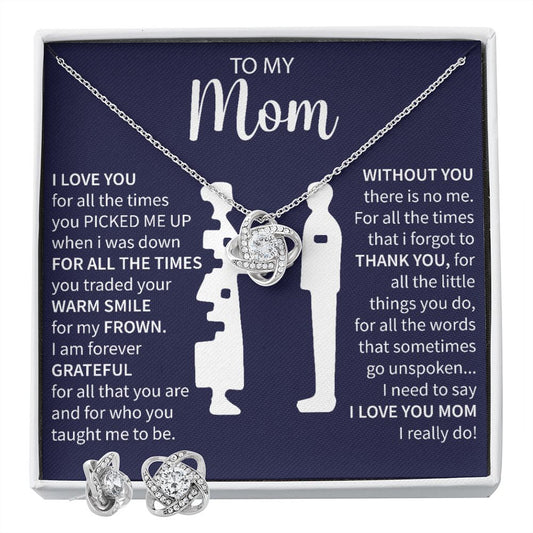 To My Mom - Forever Grateful -Love Knot Necklace + Free Matching Earrings (while stock last)