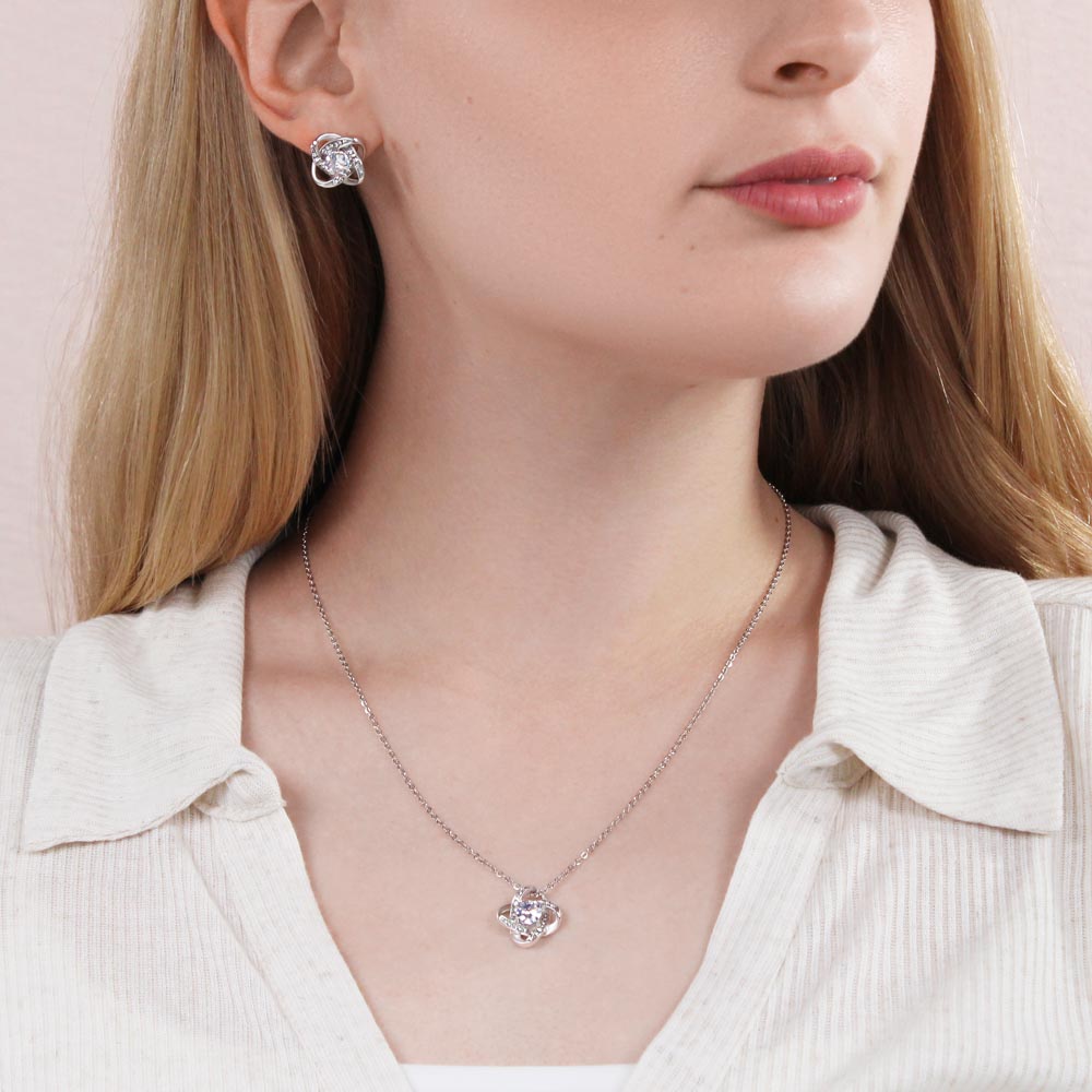 Dear Mom - Right In The Heart - Love Knot Necklace + Free Matching Earrings (while stock last)