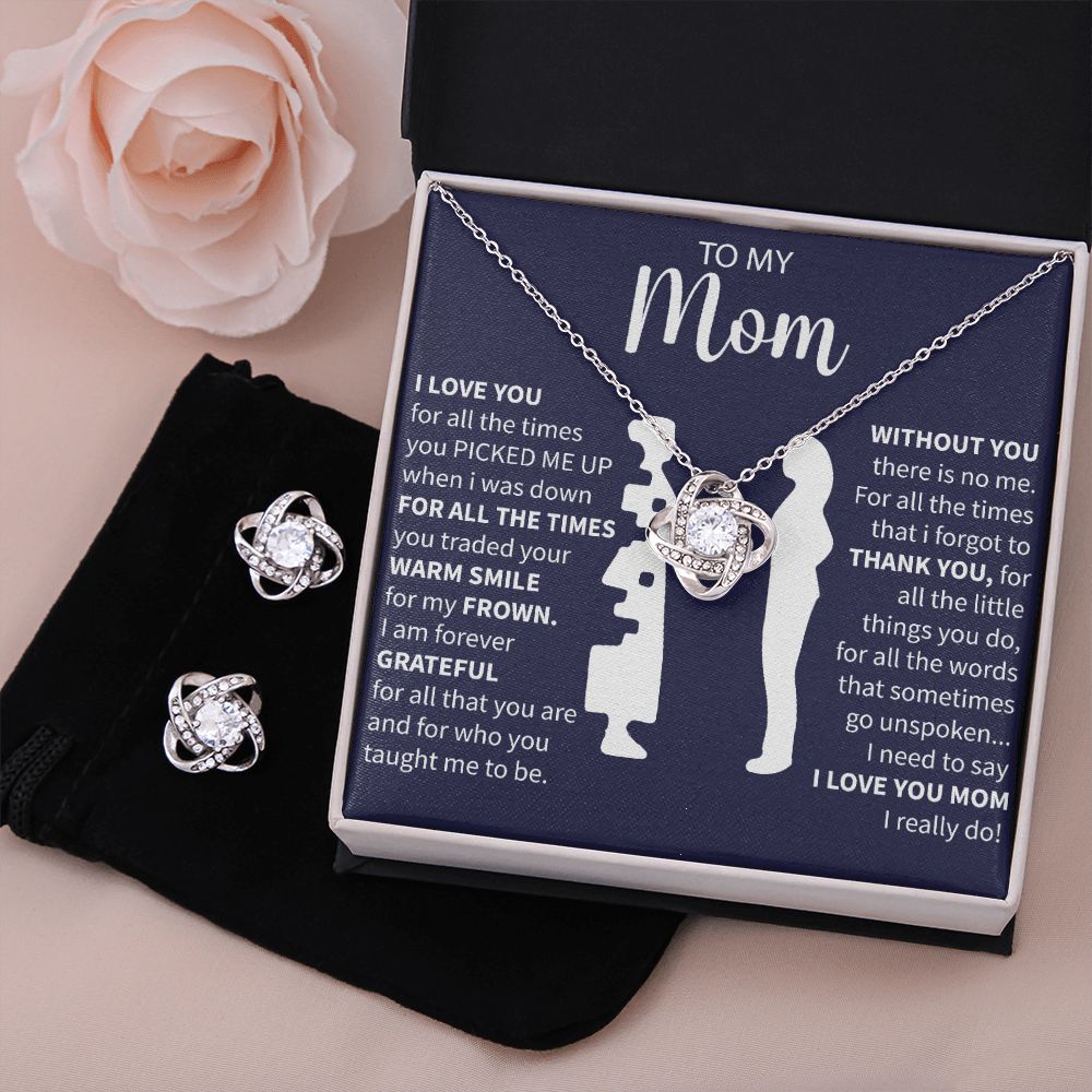 To My Mom - You Picked Me Up - Love Knot Necklace + Free Matching Earrings (while stock last)