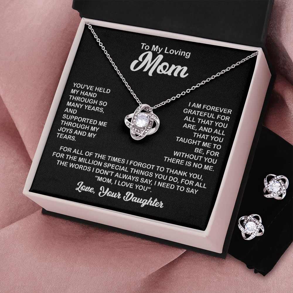 To My Loving Mom - You've Held My Hand - Love Knot Necklace + Free Matching Earrings (while stock last)