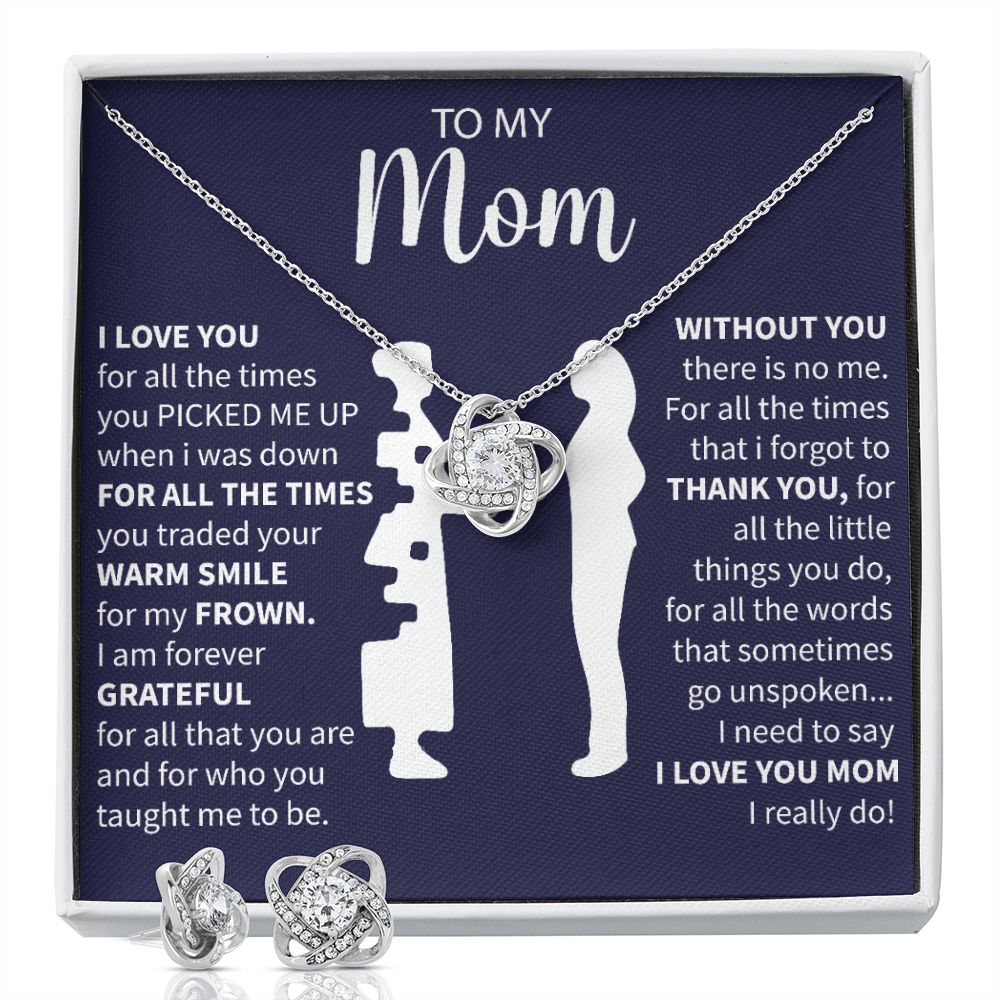 To My Mom - You Picked Me Up - Love Knot Necklace + Free Matching Earrings (while stock last)
