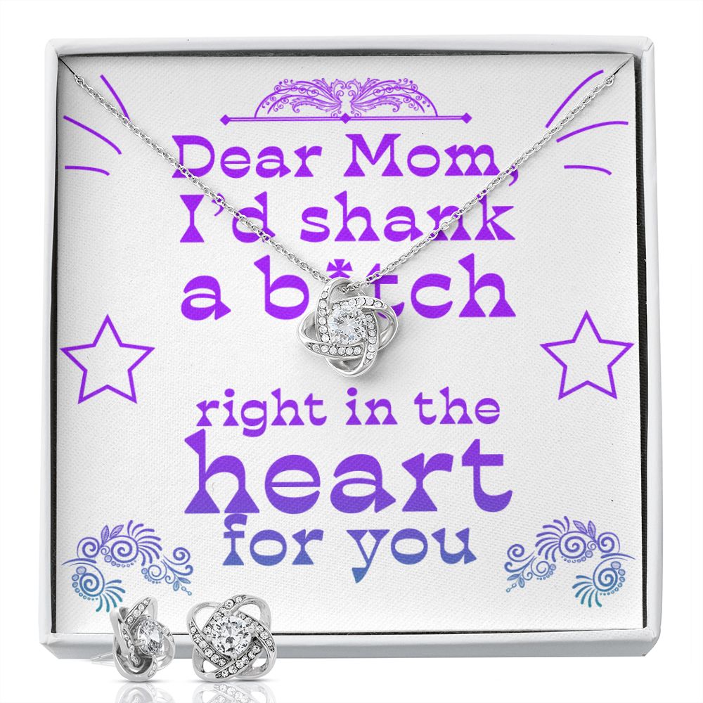 Dear Mom - Right In The Heart - Love Knot Necklace + Free Matching Earrings (while stock last)