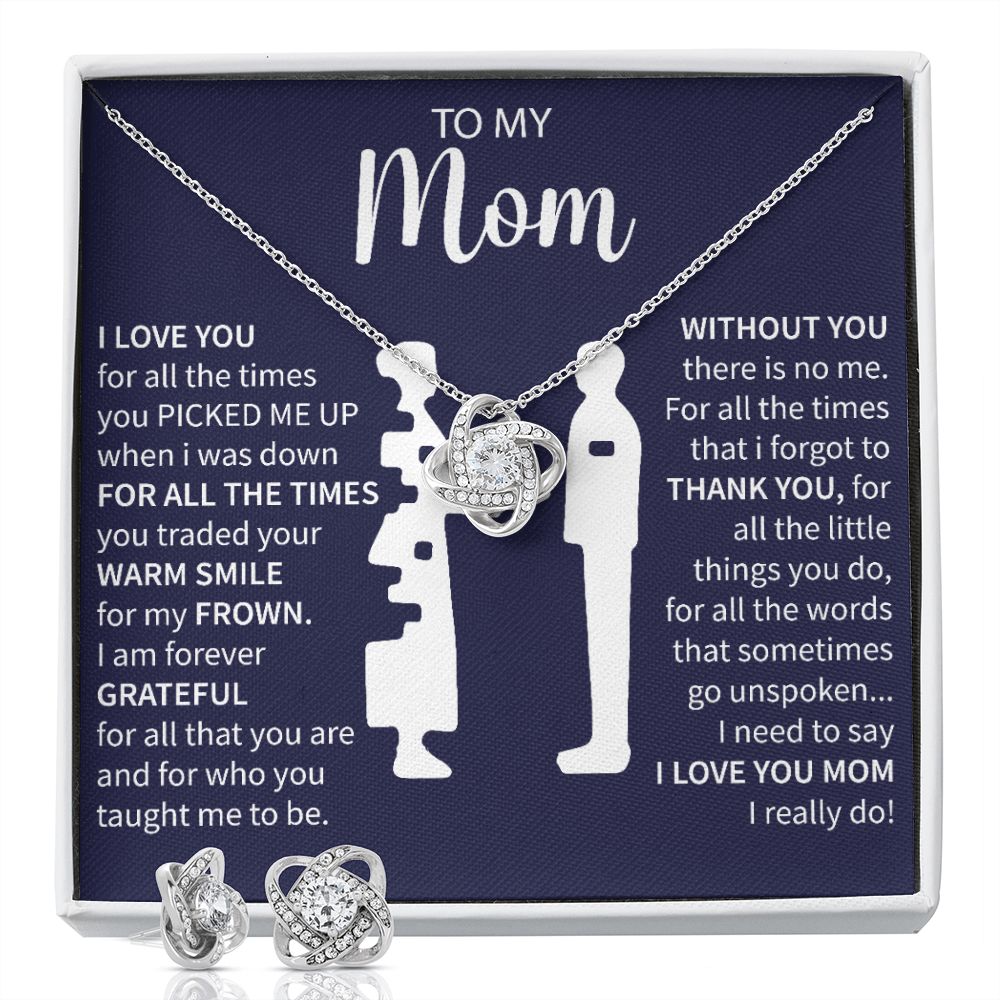 To My Mom - Forever Grateful -Love Knot Necklace + Free Matching Earrings (while stock last)