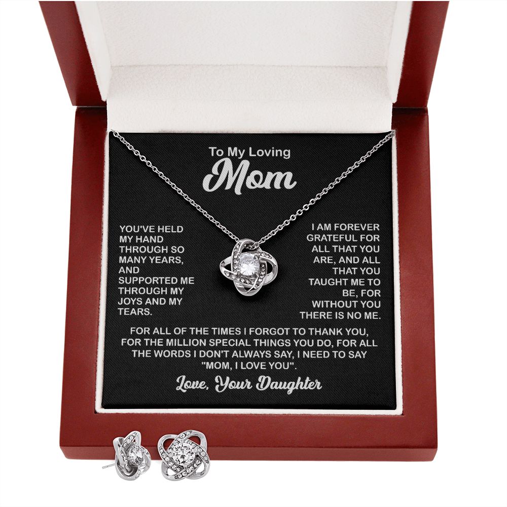 To My Loving Mom - You've Held My Hand - Love Knot Necklace + Free Matching Earrings (while stock last)