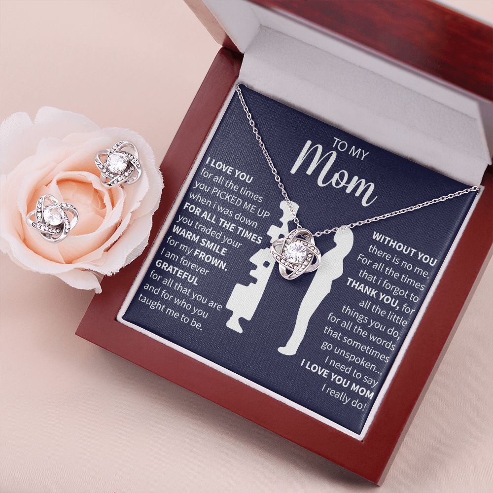 To My Mom - You Picked Me Up - Love Knot Necklace + Free Matching Earrings (while stock last)