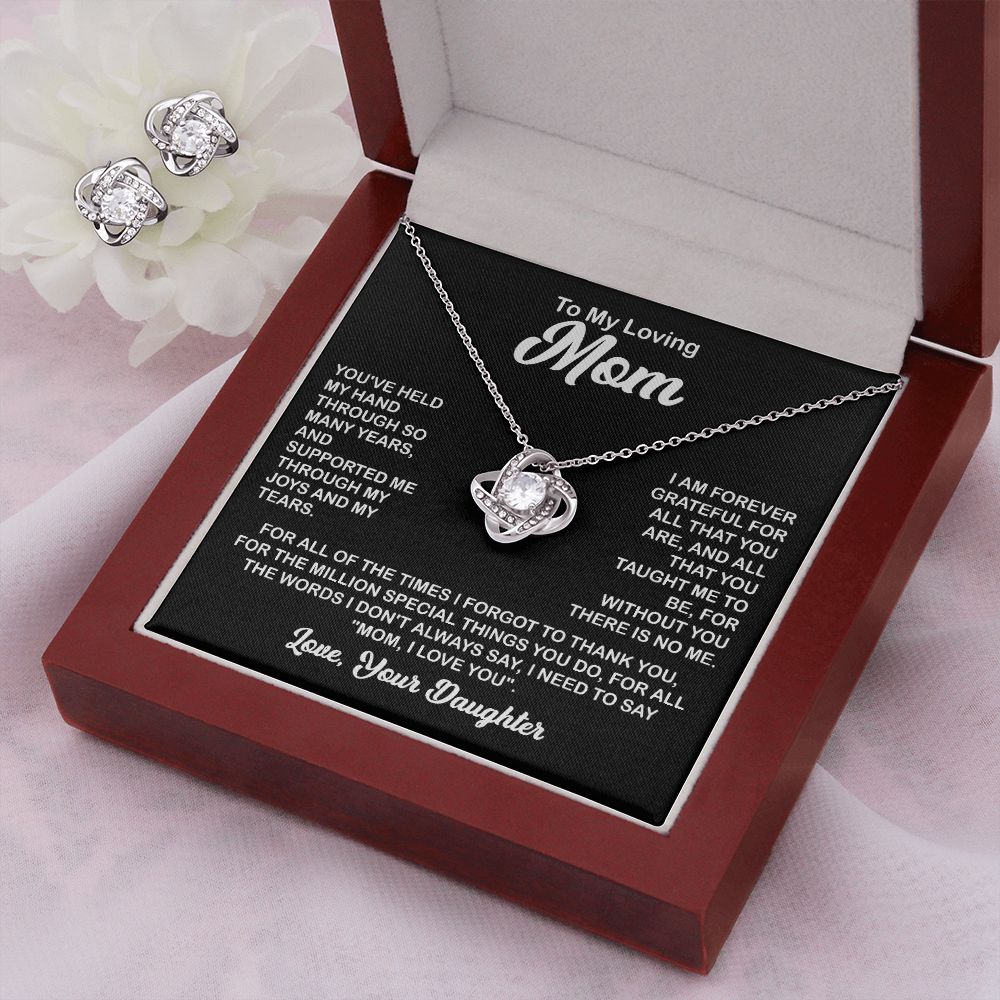 To My Loving Mom - You've Held My Hand - Love Knot Necklace + Free Matching Earrings (while stock last)