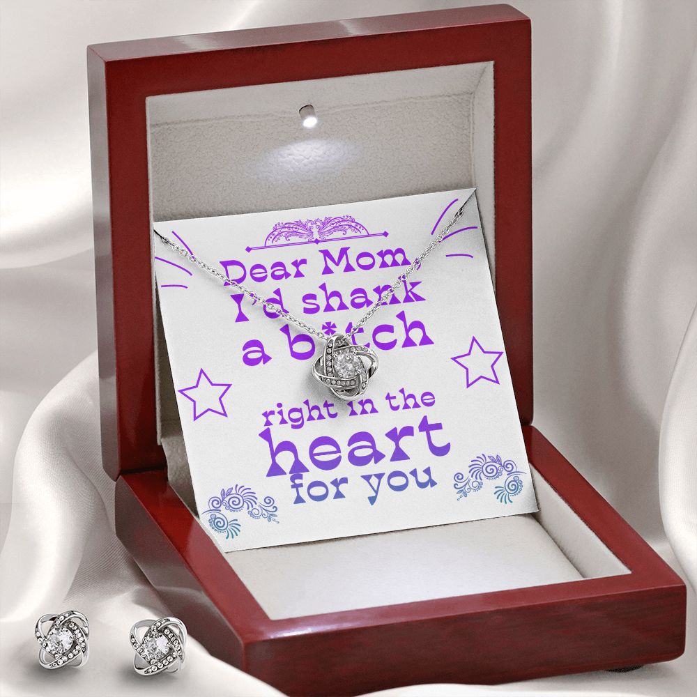 Dear Mom - Right In The Heart - Love Knot Necklace + Free Matching Earrings (while stock last)
