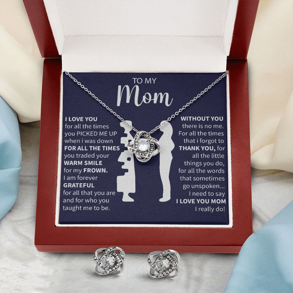 To My Mom - You Picked Me Up - Love Knot Necklace + Free Matching Earrings (while stock last)