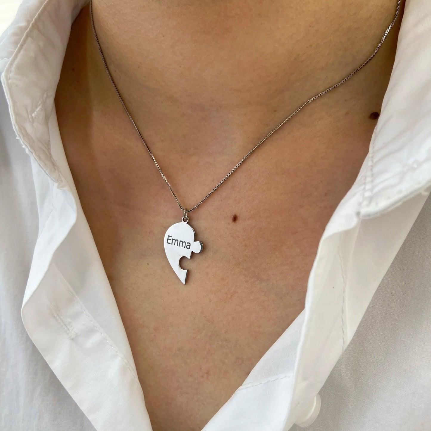 Personalized Heart Puzzle Necklace