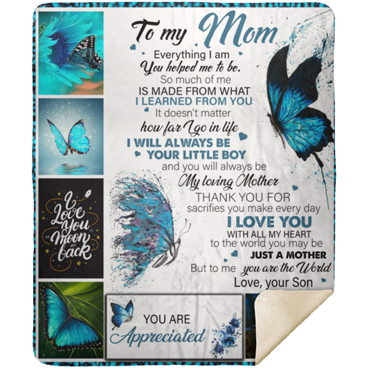 To Mom - You Helped Me To Be - Premium Mink Sherpa Blanket 50x60