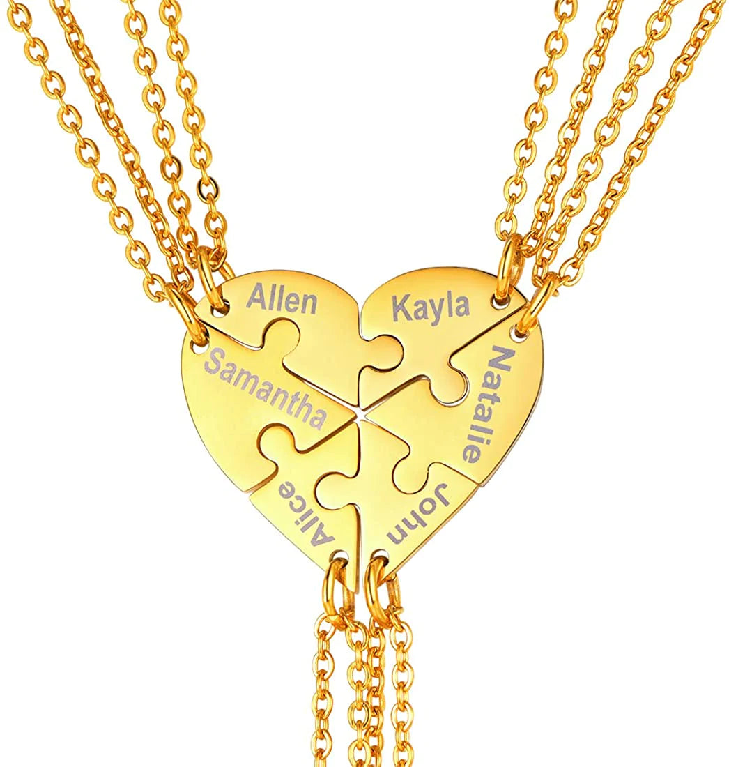 Personalized Heart Puzzle Necklace