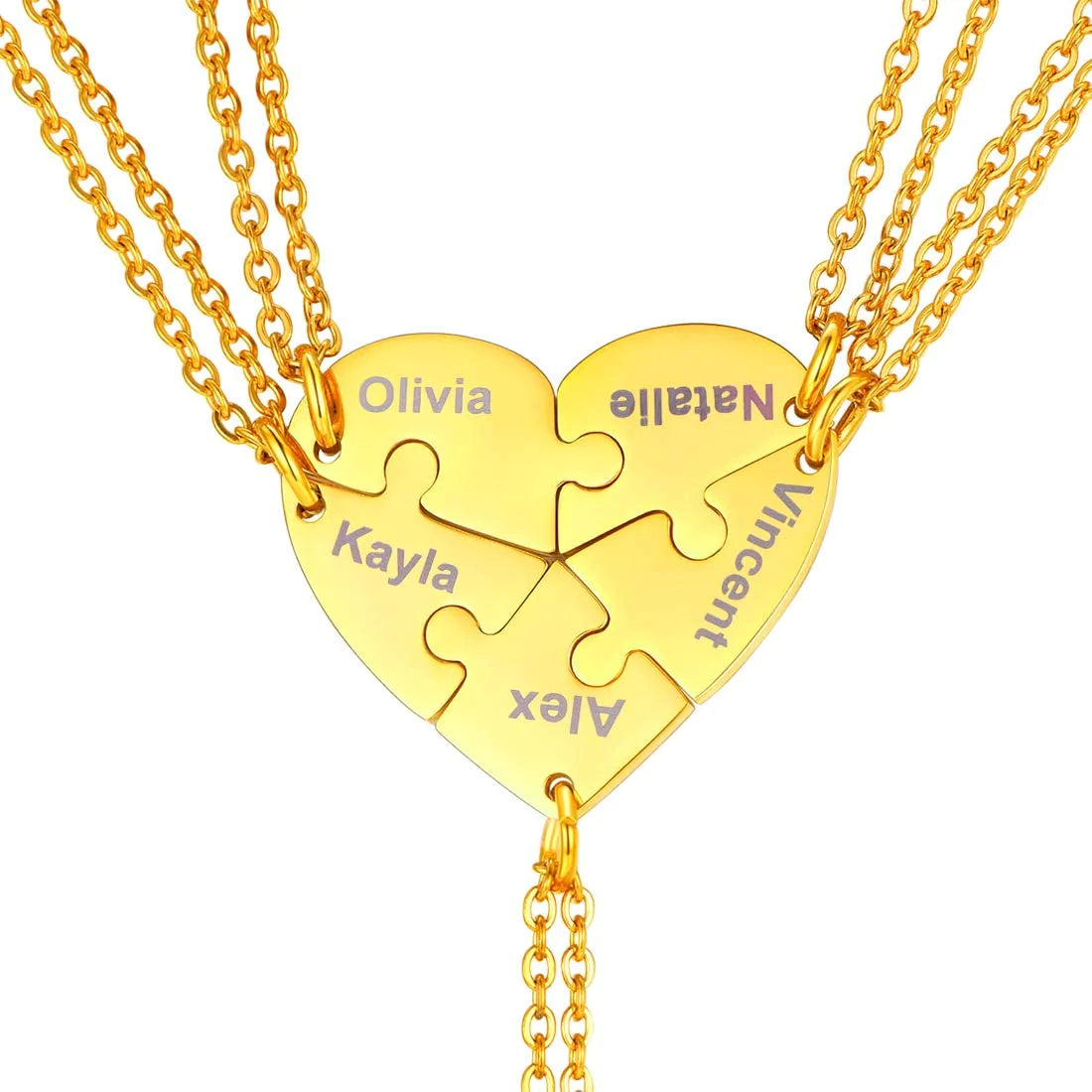 Personalized Heart Puzzle Necklace