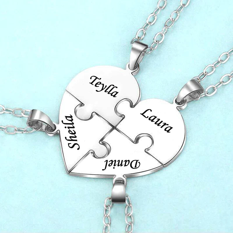 Personalized Heart Puzzle Necklace