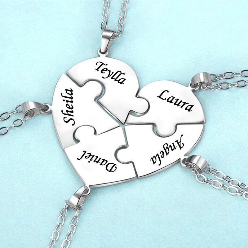Personalized Heart Puzzle Necklace