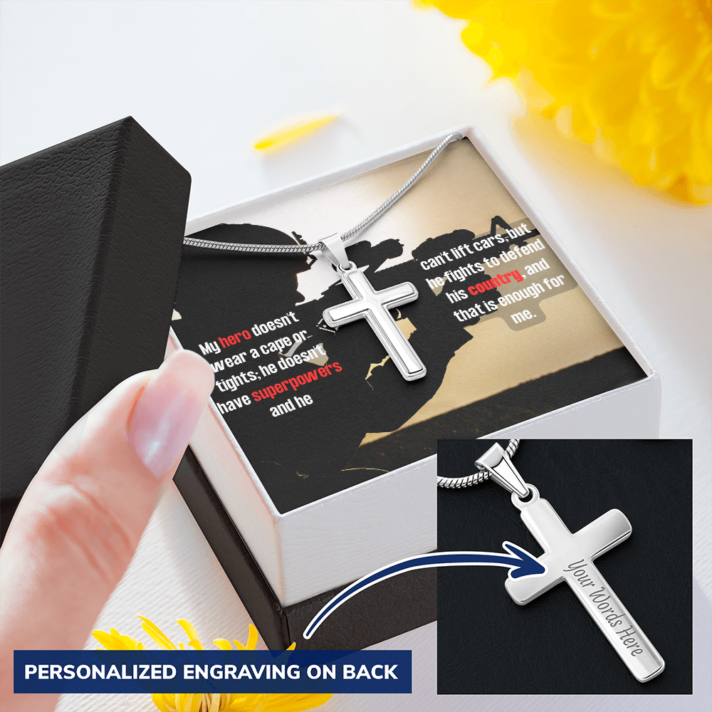 Military Wife - To My Hero - Personalized Cross Necklace