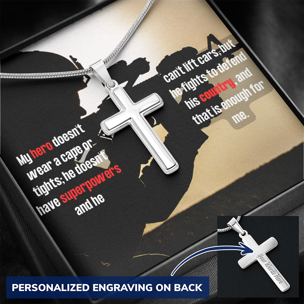 Military Wife - To My Hero - Personalized Cross Necklace