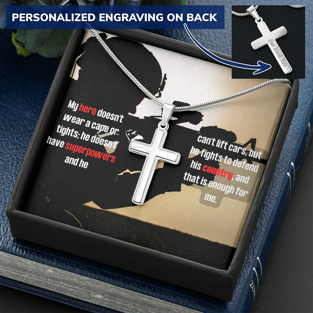 Military Wife - To My Hero - Personalized Cross Necklace