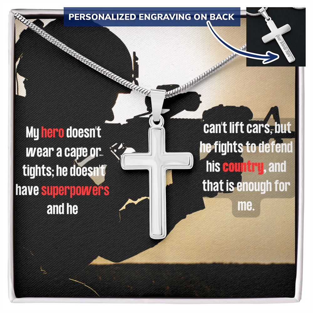 Military Wife - To My Hero - Personalized Cross Necklace