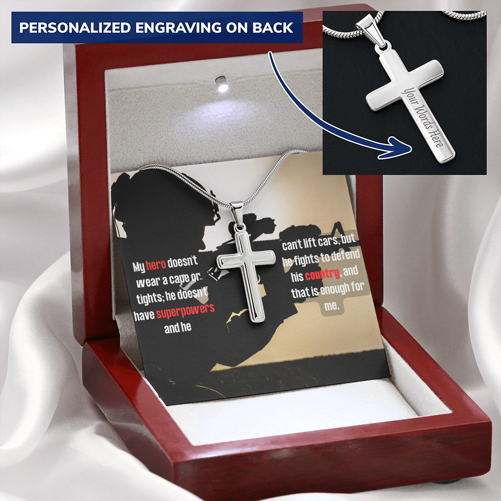 Military Wife - To My Hero - Personalized Cross Necklace