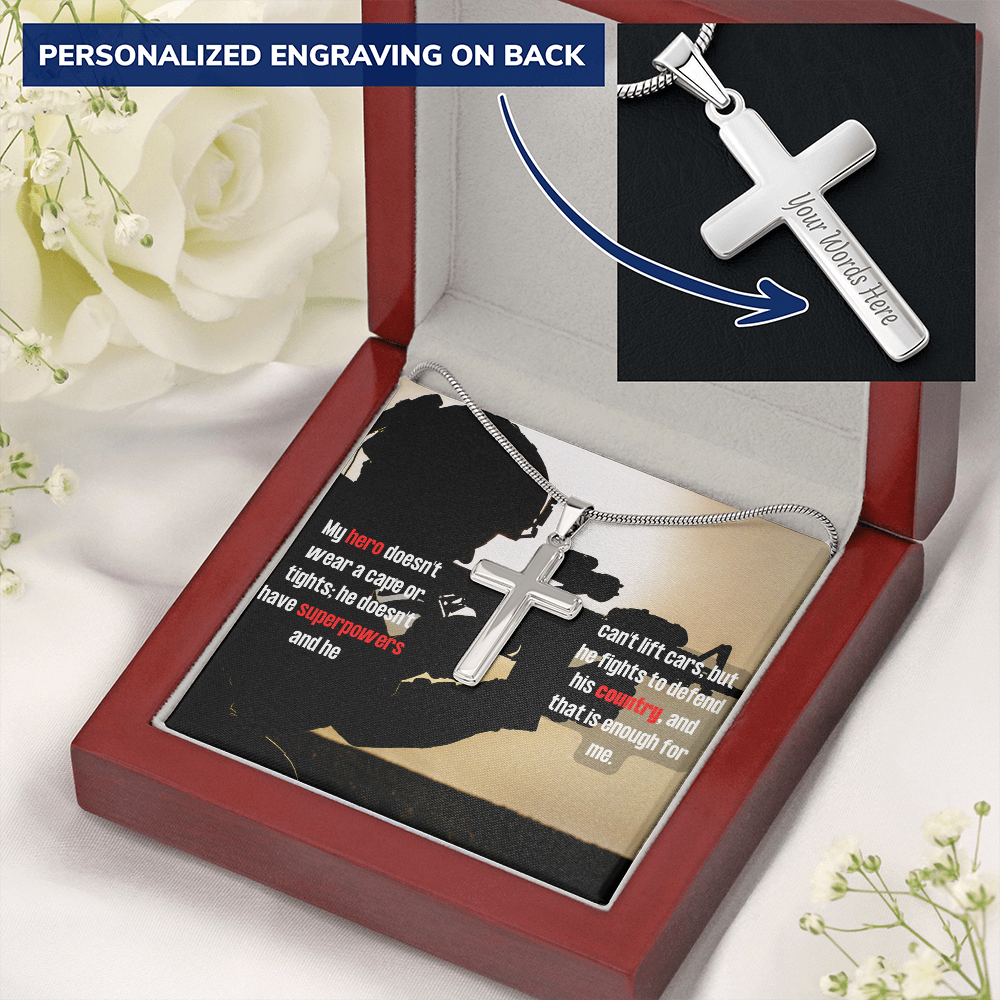 Military Wife - To My Hero - Personalized Cross Necklace