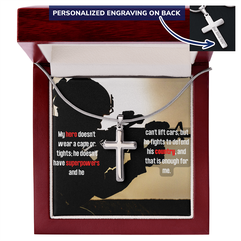 Military Wife - To My Hero - Personalized Cross Necklace