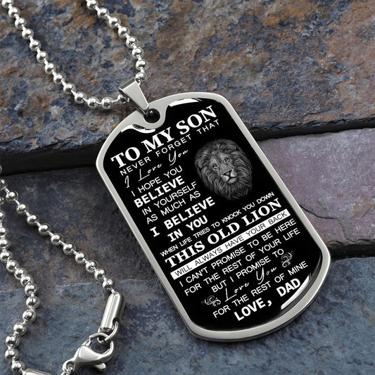 To My Son - I Promise To Love You - Dog Tag Chain