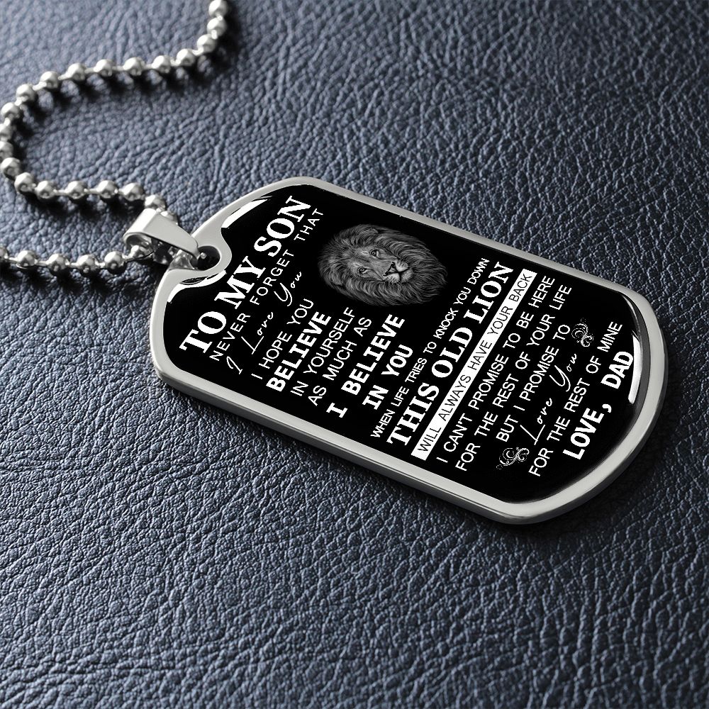 To My Son - I Promise To Love You - Dog Tag Chain
