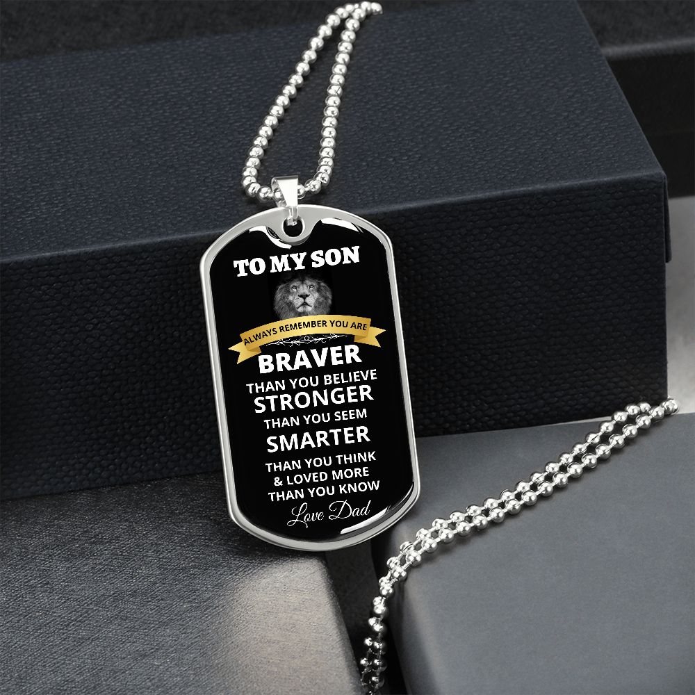To My Son - Always Remember - Dog Tag - Military Ball Chain