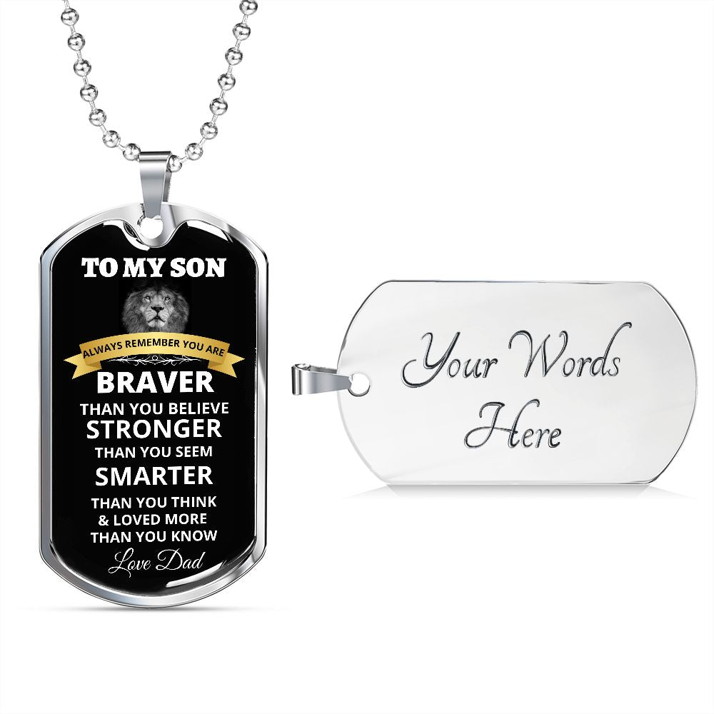 To My Son - Always Remember - Dog Tag - Military Ball Chain