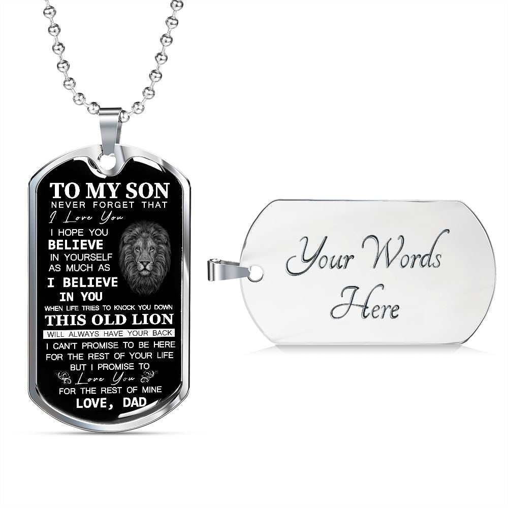 To My Son - I Promise To Love You - Dog Tag Chain