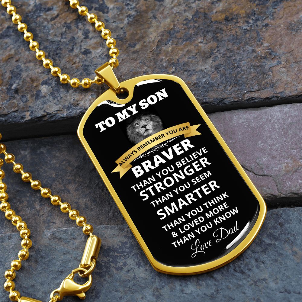 To My Son - Always Remember - Dog Tag - Military Ball Chain