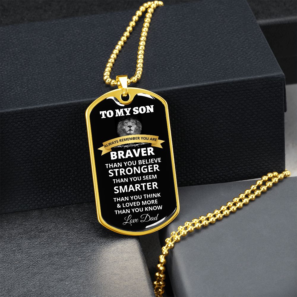 To My Son - Always Remember - Dog Tag - Military Ball Chain