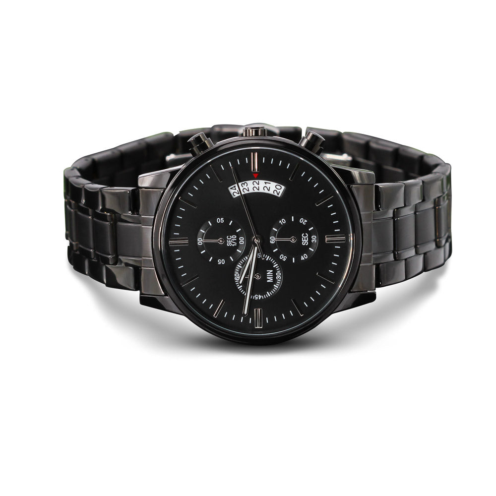 Customizable Engraved Black Chronograph Watch - Personalization Today