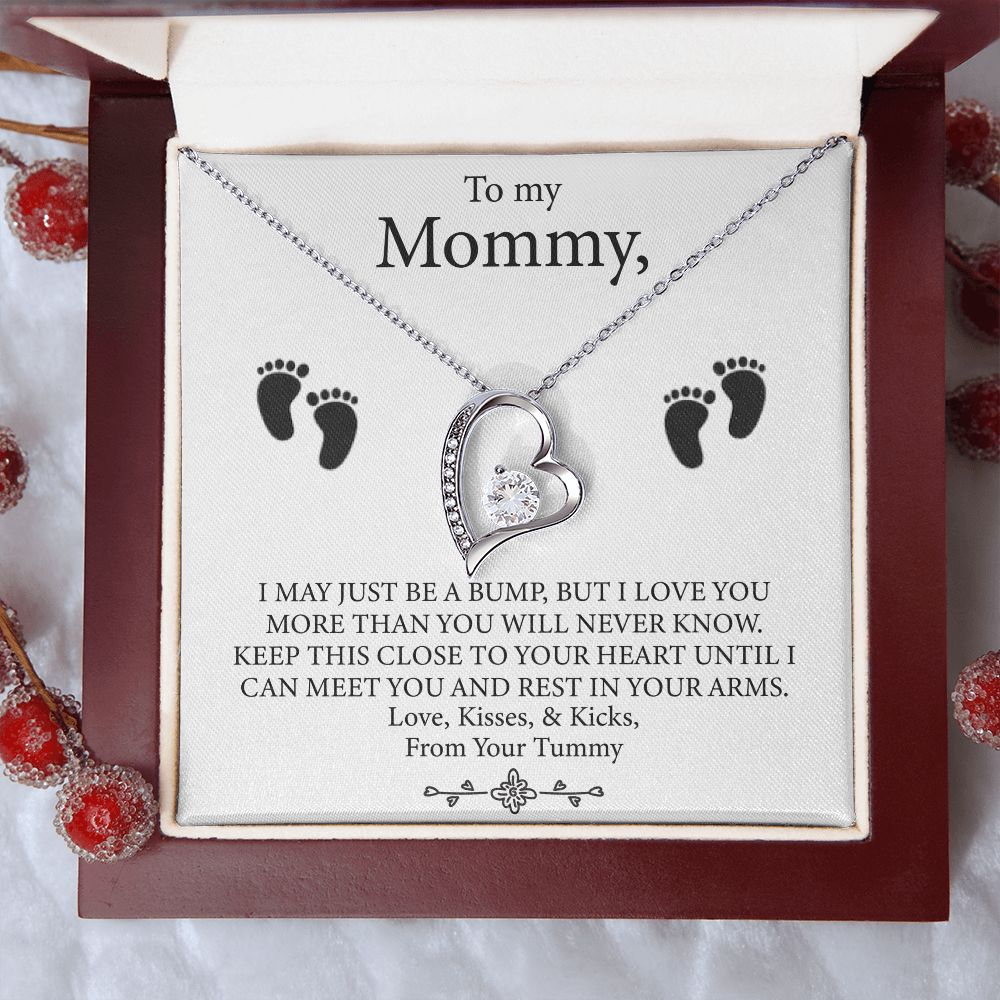 To My Mommy - Baby Feet Heart Pendant Necklace Gift Set