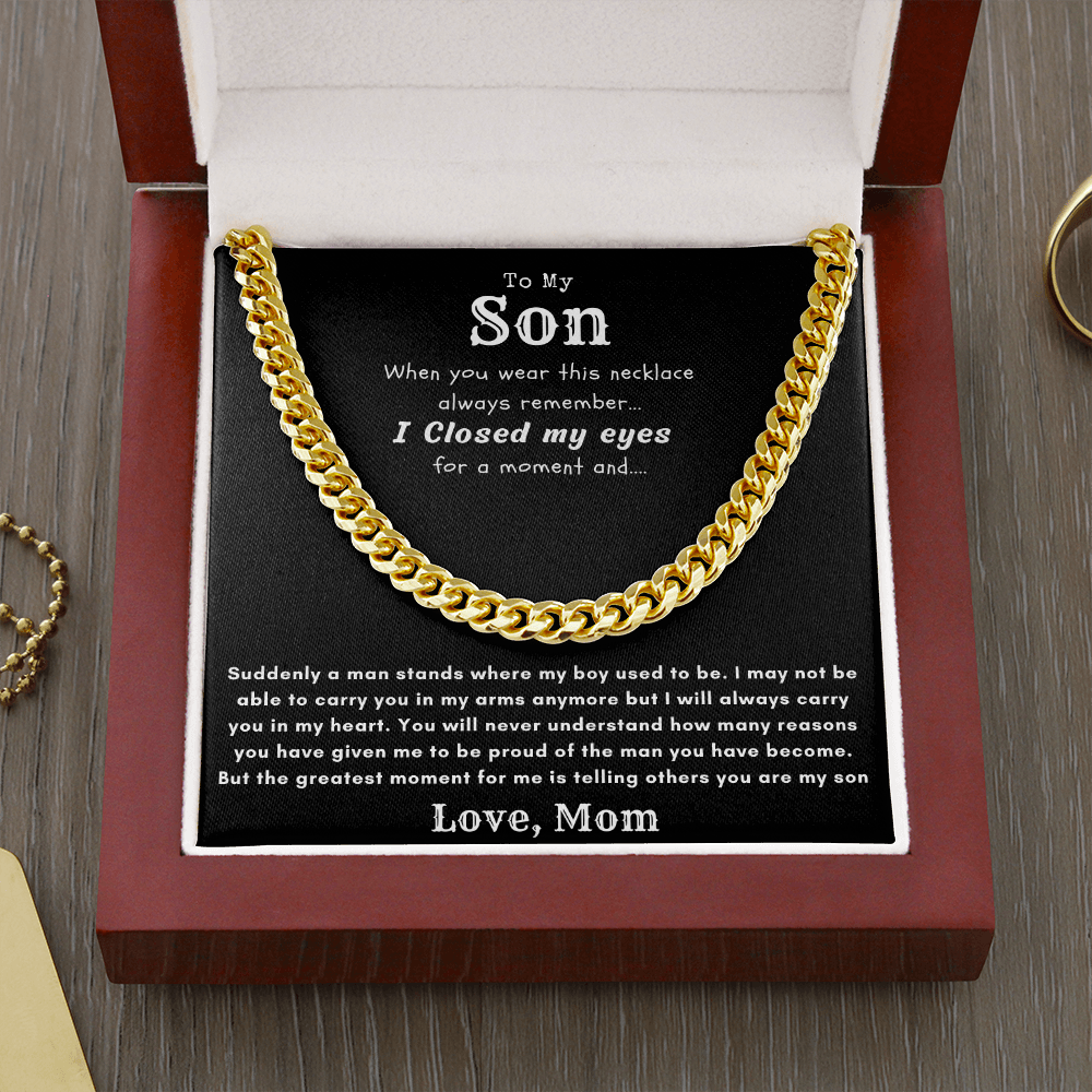 To My Son, From Mom Cuban Chain Necklace