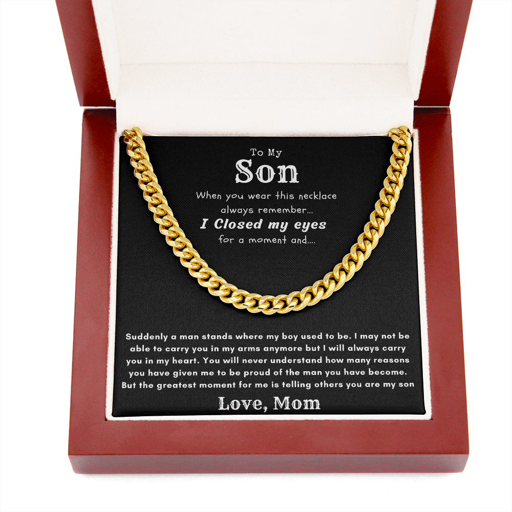 To My Son, From Mom Cuban Chain Necklace