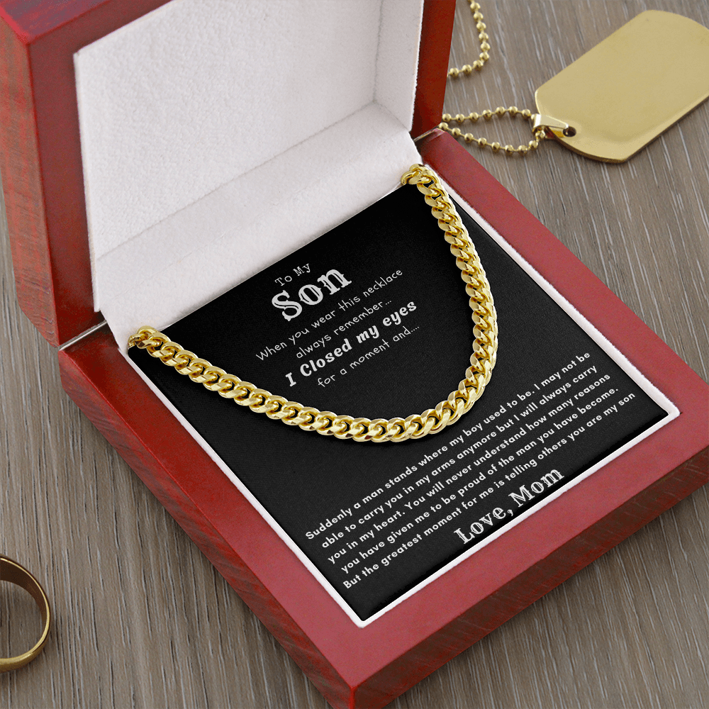 To My Son, From Mom Cuban Chain Necklace
