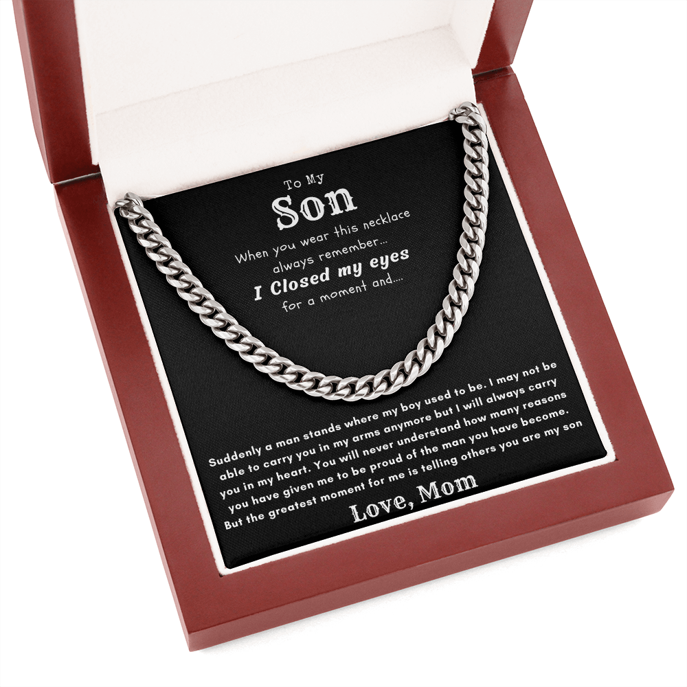 To My Son, From Mom Cuban Chain Necklace