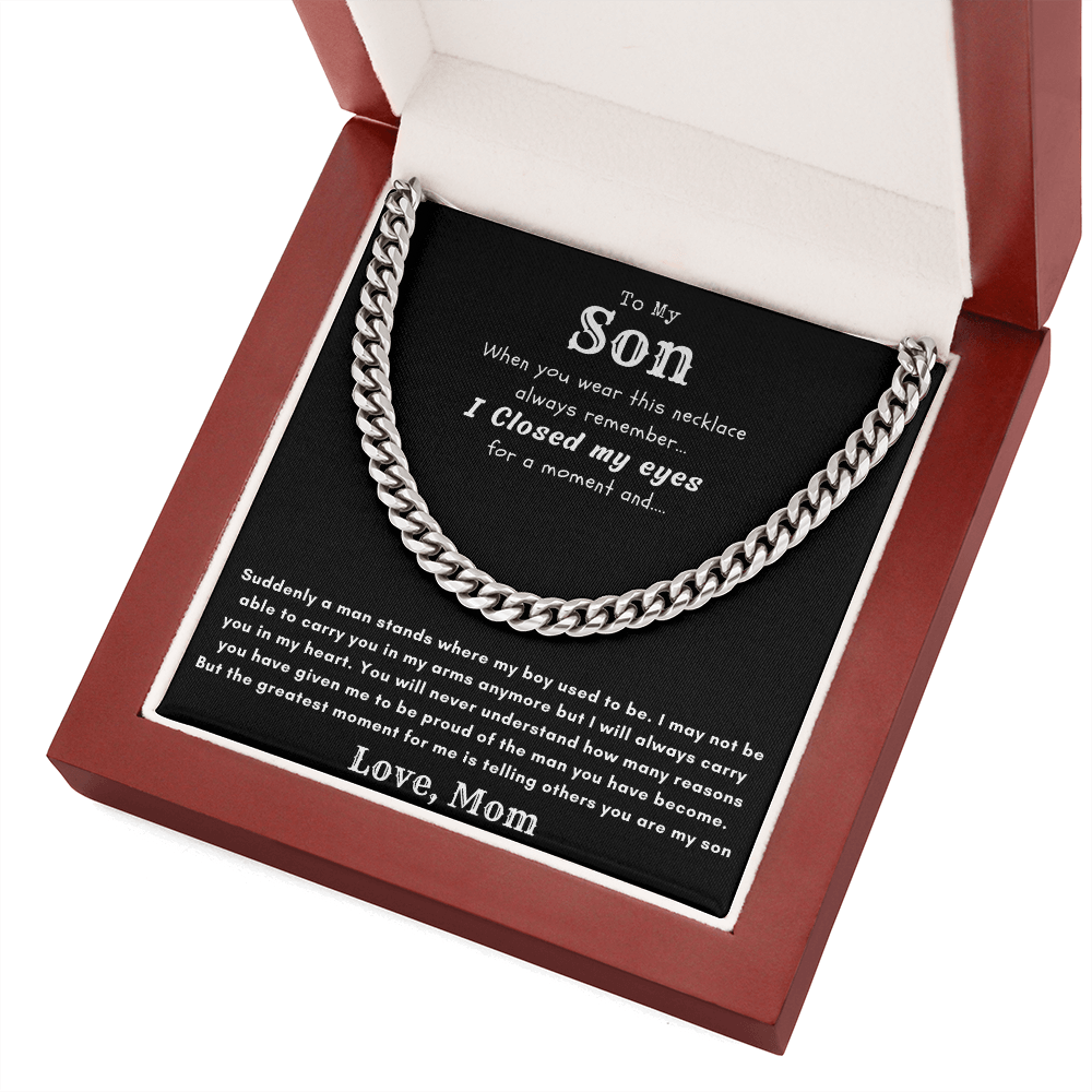 To My Son, From Mom Cuban Chain Necklace