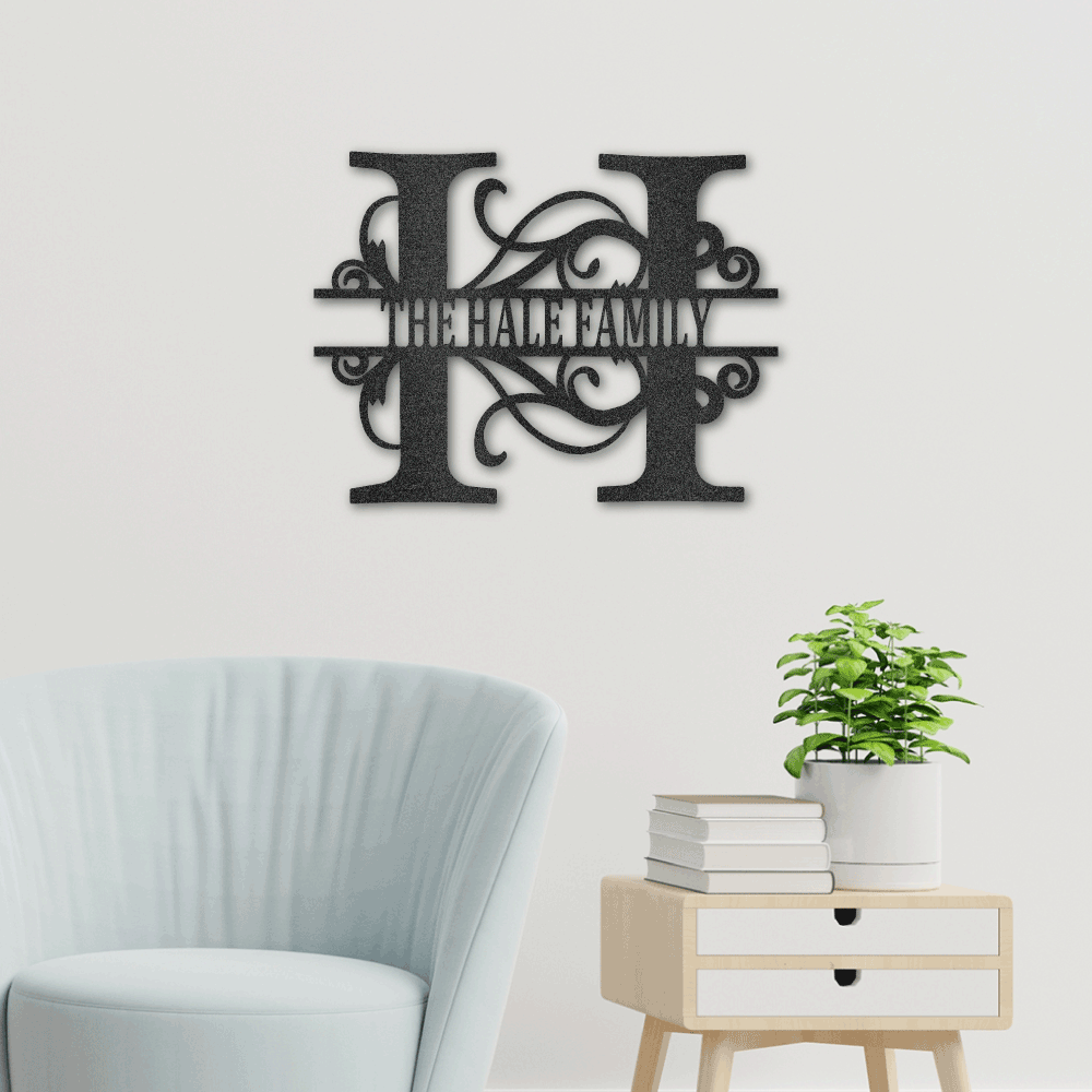 Split Letter Monogram Family Name - Personalize It Today