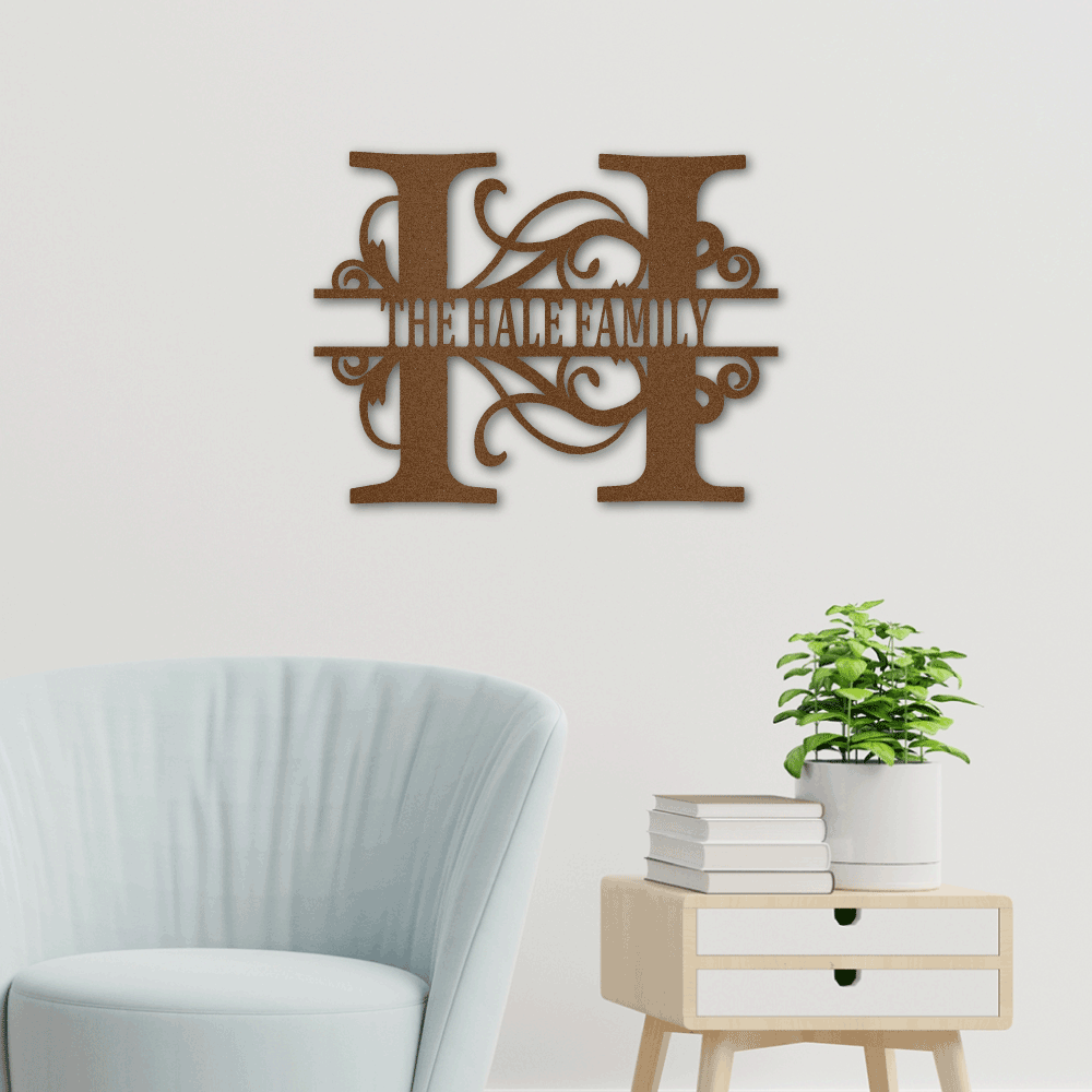 Split Letter Monogram Family Name - Personalize It Today