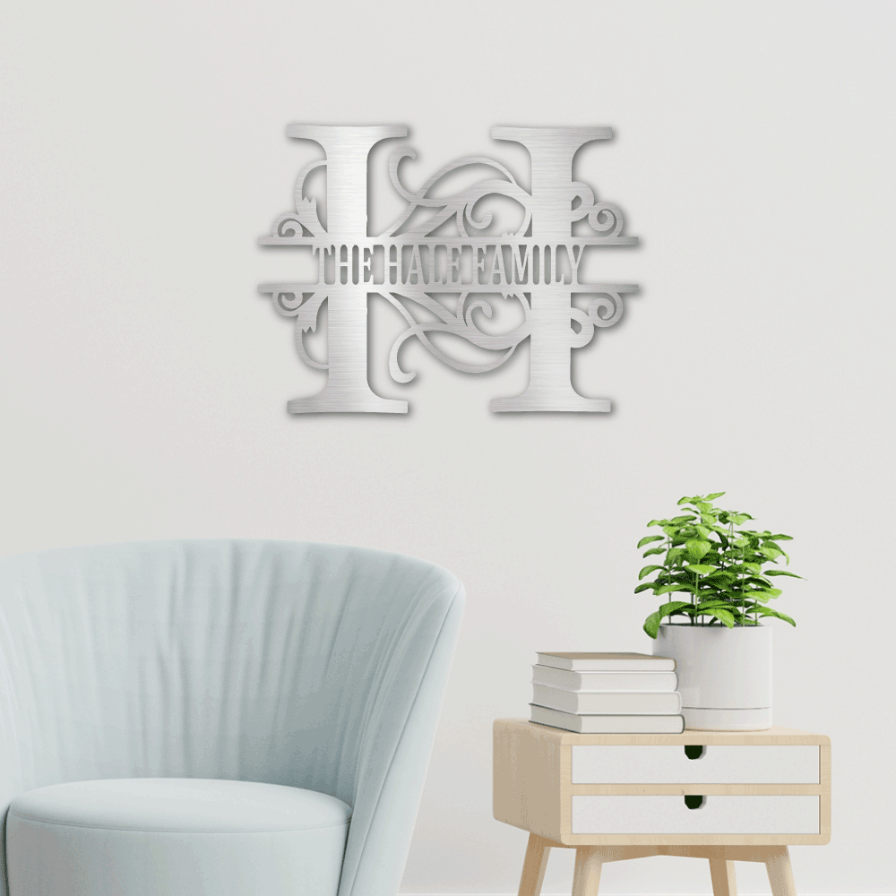 Split Letter Monogram Family Name - Personalize It Today