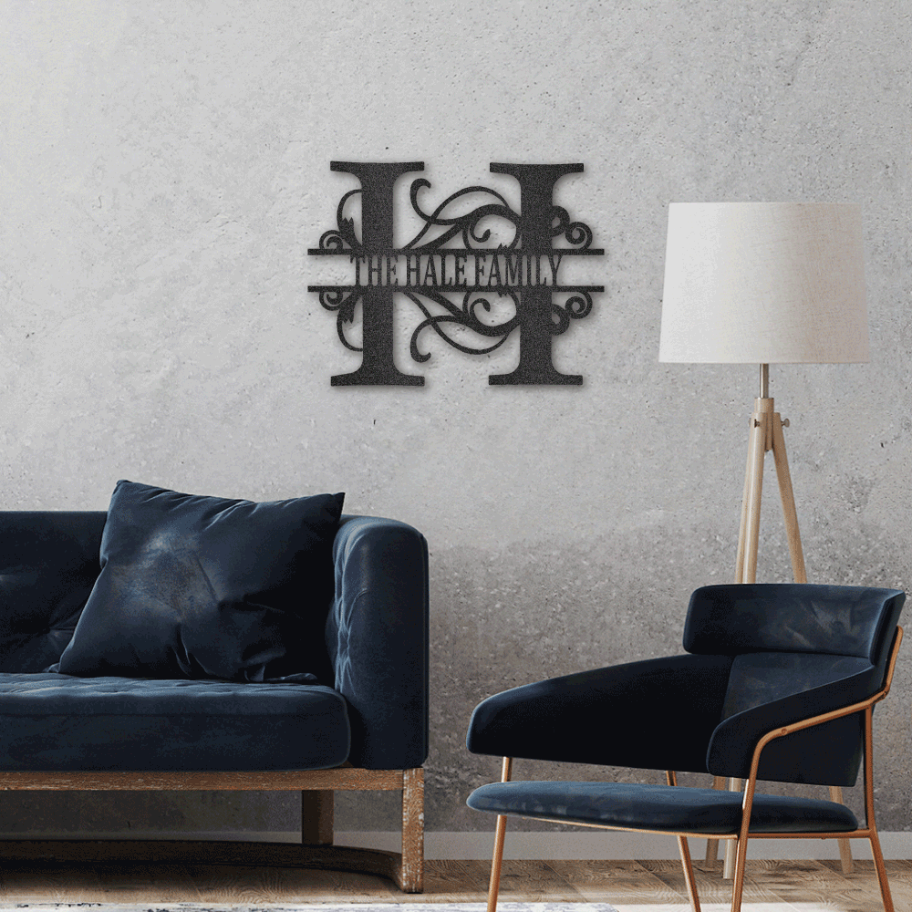 Split Letter Monogram Family Name - Personalize It Today