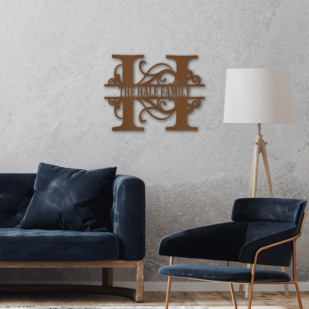 Split Letter Monogram Family Name - Personalize It Today