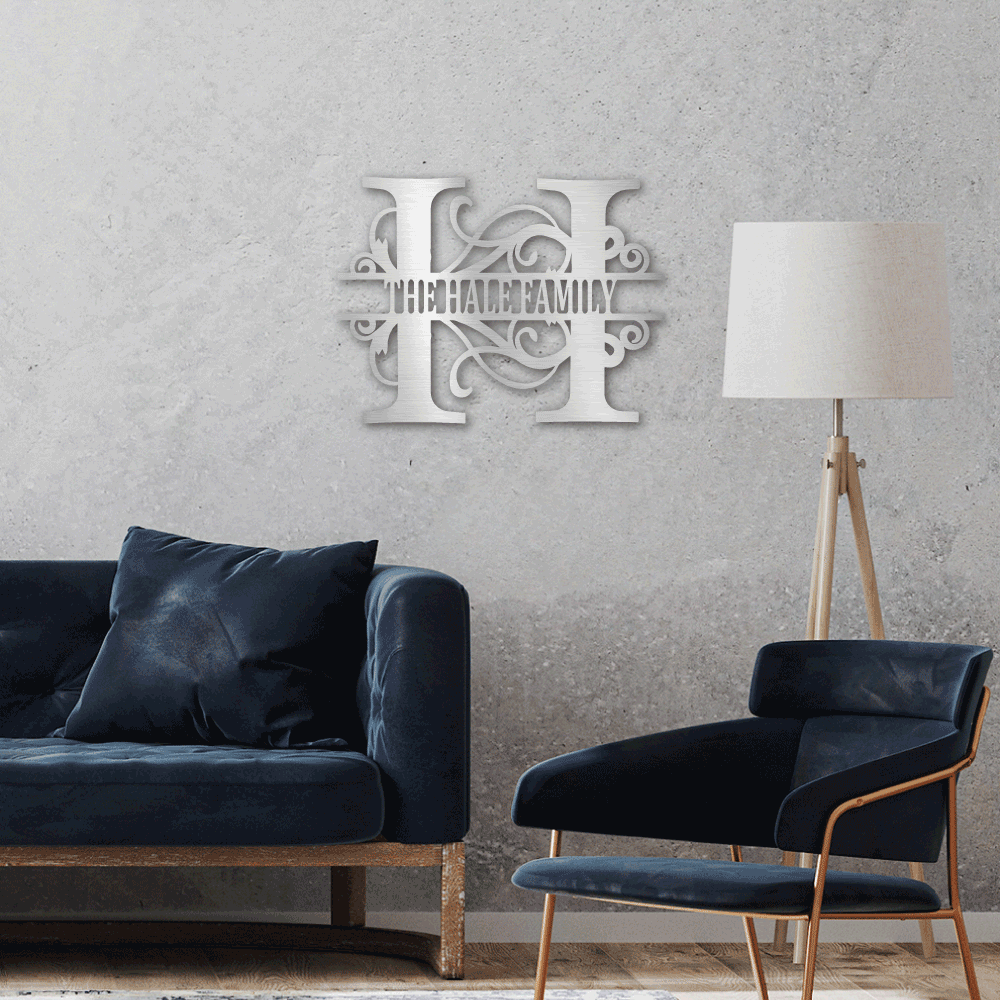 Split Letter Monogram Family Name - Personalize It Today